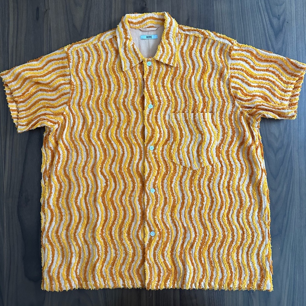 Bode Chenille Short Sleeve Button Up